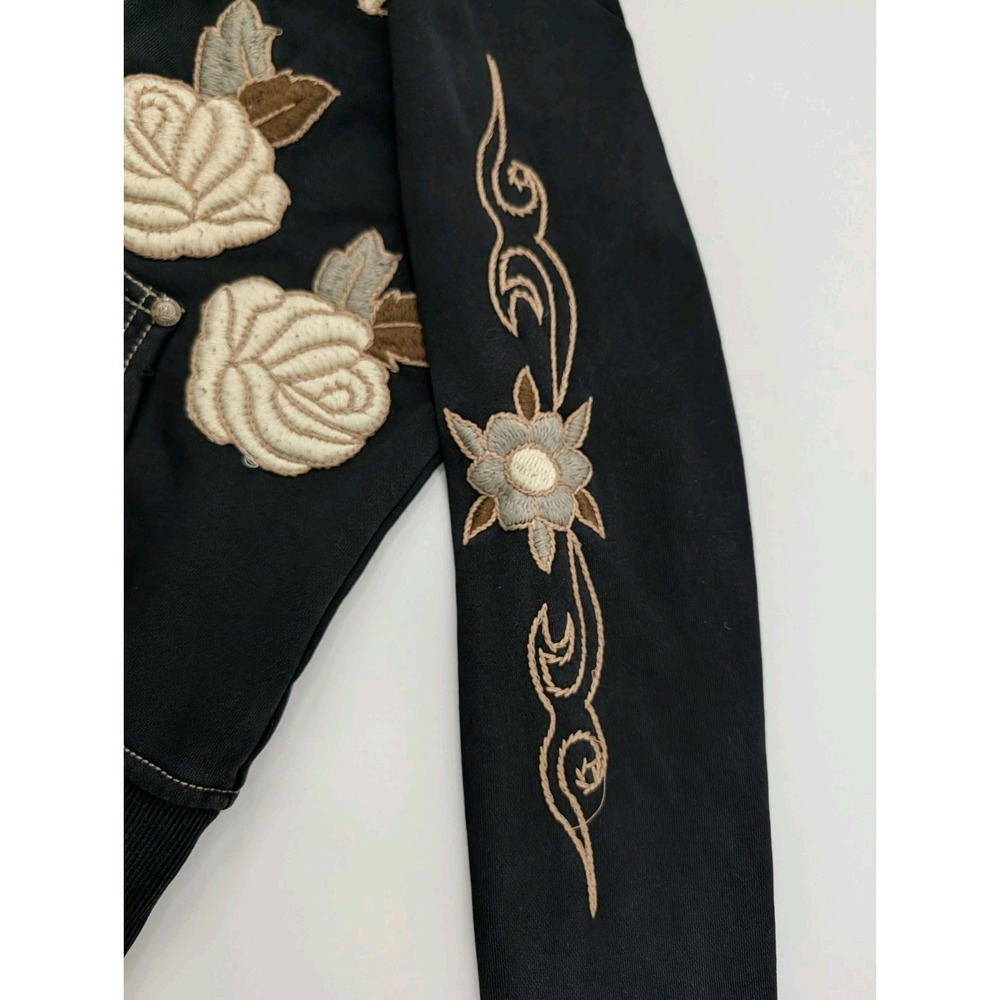 Y2K Limited Miss Me Le lotus Bleu Embroidered Distressed Skull Full Zip Hoodie M - Picture 7 of 14